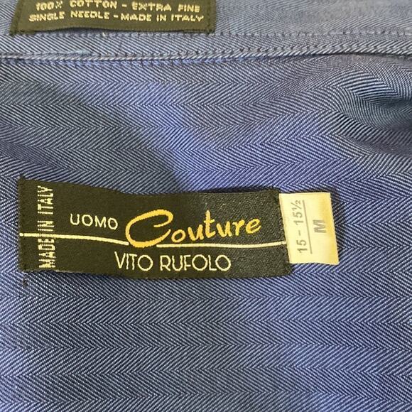 Uomo Couture Vito Rufolo Long Sleeve Button Down Blue 15-15.5 Italy. See video - Picture 6 of 8